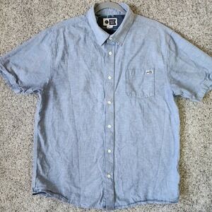 Salty Crew Button Up Shirt Mens XL Blue Hemp Blend Short Sleeve Excellent
